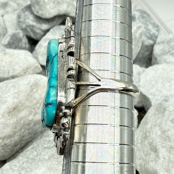 Navajo Sterling Silver Turquoise Statement Ring Sz 8.25 Daniel Benally 12.2 gr. - Picture 13 of 17